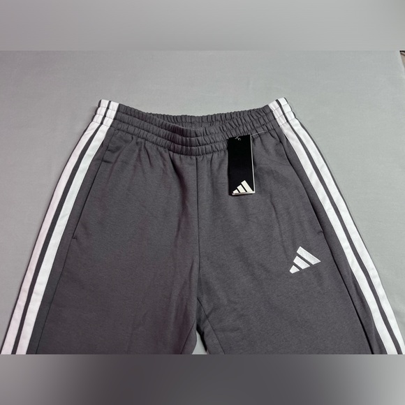 Adidas Sportswear 3-Stripe Fleece Joggers Charcoal Grey White Logo NWT - Picture 3 of 6